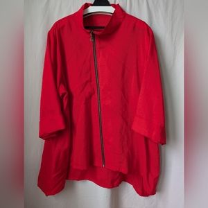 Fridaze 100% Linen Womens 2X Gloria Jacket Zip Red Langenlook Tunic French Seams